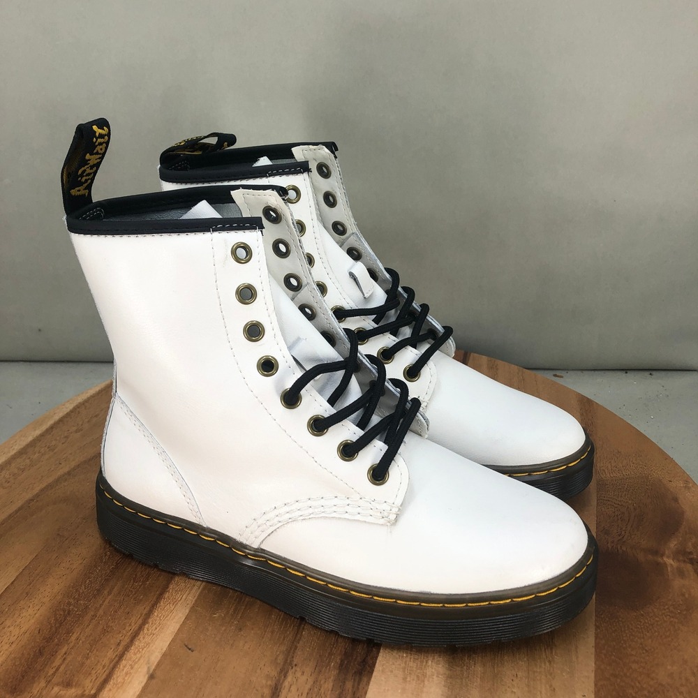 Dr Martens 1460 Smooth Leather Lace Up Combat Boots White Womens Size 7